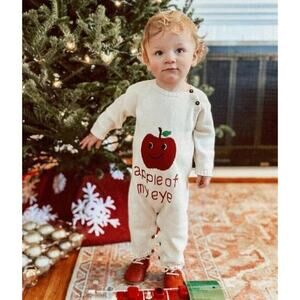 ESTELLA Organic Baby Knitted Baby Romper 'APPLE OF MY EYE'